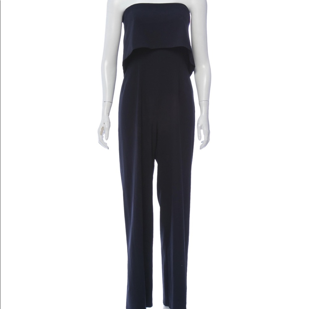 monique lhuillier navy jumpsuit